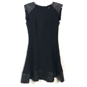 H&M Black Dress w/Faux Leather Shoulders